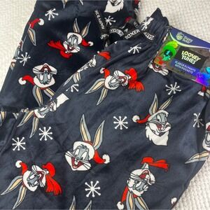 New Happy Boxer Looney Tunes Bugs Bunny Fleece Pajama Pants Pockets Men's Medium
